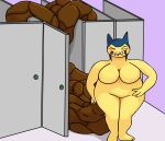  2_toes 3_fingers anonymous_artist anthro awkward bathroom belly big_breasts bite biting_lip blue_body blue_fur blush bodily_fluids breasts clenched_teeth embarrassed excessive_feces eyes_closed featureless_breasts featureless_chest featureless_crotch feces feet female filth fingers fur generation_2_pokemon hand_on_hip hi_res hyper hyper_feces inside mammal multicolored_body multicolored_fur mustelid nintendo nude obese obese_anthro obese_female overweight overweight_anthro overweight_female pain pokemon pokemon_(species) pooping pooping_on_floor public public_nudity public_restroom relieved scat shaded simple_background solo standing struggling teeth toes typhlosion video_games yellow_body yellow_fur 