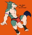  absurd_res anthro boxers_(clothing) bulge clothed clothing colored_sketch hi_res male sergal sketch solo terryskaii_(artist) text topless topless_male underwear 