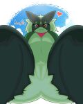  &lt;3 2022 absurd_res anthro big_breasts black_body black_fur breasts female fur generation_9_pokemon green_body green_fur hi_res jhenightfox looking_at_viewer meowscarada nintendo nude pokemon pokemon_(species) red_eyes solo video_games 