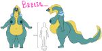 4_eyes 5_fingers 5_toes absurd_res anthro areola beelie_(bkg) belly big_areola big_breasts big_butt bkg breasts butt countershade_feet countershading curvy_figure eel feet female fingers fish green_body green_skin hi_res huge_breasts huge_butt humanoid_feet lips long_neck long_tail marine mature_female model_sheet monster multi_eye navel overweight overweight_female purple_eyes sharp_teeth solo teeth thick_bottom_lip toes voluptuous wide_hips yellow_body yellow_skin 