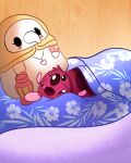  2022 absurd_res alien baby bedding blanket digital_drawing_(artwork) digital_media_(artwork) disney experiment_(lilo_and_stitch) fan_character female_(lore) flower forehead_gem fur happy hi_res hibiscus inside lilo_and_stitch looking_at_viewer minerva_(salty_nebula) multi_ear plague_doctor plant plushie purple_nose red_body red_fur salty_nebula solo young 