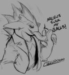  absurd_res anthro clothed clothing ear_piercing ear_ring generation_8_pokemon gesture hi_res large_tongue male nintendo piercing pokemon pokemon_(species) ring_piercing sex_gesture sketch solo suggestive suggestive_gesture terryskaii_(artist) text tongue tongue_out toxtricity video_games 
