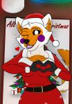  &lt;3 2022 animatronic black_eyes canid canine christmas christmas_card christmas_clothing christmas_gift christmas_headwear christmas_lights christmas_outfit christmas_present christmas_tree clothing colored commissioned costume crumbs digital_media_(artwork) female firetails five_nights_at_freddy&#039;s five_nights_at_freddy&#039;s_world fox fur gloves grey_clothing grey_gloves grey_handwear handwear hat headgear headwear hi_res holidays lipstick lipstick_on_face lolbit_(fnaf) looking_at_viewer machine makeup mammal milk one_eye_closed orange_body orange_fur plant plate purple_cheeks purple_lipstick robot santa_costume santa_hat scottgames shaded sister_location smile snow solo solo_focus tree video_games white_body white_eyes white_fur wink winking_at_viewer 