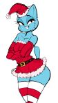  2019 3_fingers anthro arms_bent bedroom_eyes belt belt_buckle big_eyes black_belt black_eyebrows black_eyelashes blue_body blue_eyelids blue_fur breasts cartoon_network christmas christmas_clothing christmas_dress christmas_headwear christmas_thigh_highs clothing colored_sketch crossed_arms dbaru digital_media_(artwork) domestic_cat dress eyebrows eyelashes felid feline felis female fingers front_view fur half-closed_eyes hand_on_arm hat headgear headwear hi_res holidays legwear long_eyelashes looking_at_viewer mammal markings mature_anthro mature_female medium_breasts multicolored_clothing multicolored_legwear multicolored_thigh_highs narrowed_eyes nicole_watterson pattern_clothing pattern_legwear pattern_thigh_highs pink_nose portrait prick_ears red_clothing red_dress red_hat red_headwear santa_hat seductive short_dress simple_background sketch smile smiling_at_viewer solo standing striped_clothing striped_legwear striped_thigh_highs stripes teeth the_amazing_world_of_gumball thick_eyelashes thigh_highs three-quarter_portrait two_tone_clothing two_tone_legwear two_tone_thigh_highs whisker_markings white_background 
