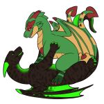  black_body dragon duo feral green_body green_eyes horn membrane_(anatomy) membranous_wings purple_eyes scales symrea telegram_sticker wings 