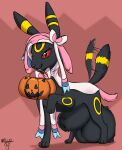  2017 absurd_res afterimage animal_genitalia balls big_balls big_sheath black_body black_fur black_nose candy_bucket clothed clothed_feral clothing costume eeveelution excited feral full-length_portrait fur generation_2_pokemon genitals halloween hi_res holidays huge_balls huge_sheath hyper hyper_balls hyper_genitalia hyper_sheath lacrimal_caruncle looking_at_viewer male markings mouth_hold mushbun nintendo open_mouth open_smile penis penis_tip pink_background pok&eacute;mon_costume pokemon pokemon_(species) portrait pupils quasarbre raised_leg red_eyes red_sclera sheath side_view simple_background slit_pupils smile solo tail_motion tailwag umbreon video_games yellow_markings 