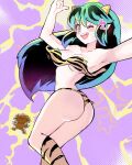  absurdres eyeshadow goldenfoggy green_hair highres horns lum makeup one_eye_closed urusei_yatsura 