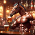  ai_generated alcohol anthro beverage equid equine horse male mammal muscular muscular_male solo 
