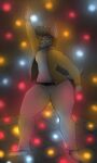  absurd_res anthro bottomwear canid canine canis clothed clothing dancing disco hi_res j_(oc) jackal jacket light looking_at_viewer male male/male mammal pants photolol.03 simple_background solo topwear 