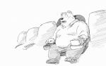  2022 anthro bear bottomwear clothing hi_res hoodie kemono male mammal movie_theater overweight overweight_male pants pommn_mn sitting solo surprise topwear 