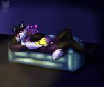  absurd_res cuddling dark_room fan_character floating_hearts fur furniture glowing glowing_eyes glowing_markings hi_res markings purple purple_body purple_fur rain_(midnightskyw3re) signature simple_background size_difference snuggly sofa soniclux sonicluxhedgeman watermark 