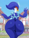  2022 absurd_res ambiguous_gender anthro big_butt blue_body blue_eyes butt generation_9_pokemon hi_res huge_butt looking_at_viewer looking_back looking_back_at_viewer nintendo nude pokemon pokemon_(species) quaquaval solo sssonic2 video_games 