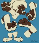  4_toes absurd_res blue_background brown_pawpads carifoxleopard crossed_legs feet feral foot_focus generation_2_pokemon hi_res male nintendo pawpads paws plantigrade pokemon pokemon_(species) raised_foot raised_leg simple_background smeargle soles spread_toes standing toe_curl toes video_games 