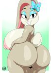  anthro big_breasts big_butt bow_(feature) breasts butt female floppy_ears hand_on_butt hi_res huge_breasts huge_butt lagomorph leporid long_breasts looking_at_viewer looking_back mammal nr_ac nude rabbit rear_view short_tail solo thick_thighs wide_hips 