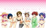  6+girls animal_ears bikini blush bra breasts cleavage covering friends glasses horns japanese_clothes lingerie multiple_girls panties smile swimsuit tail underwear 