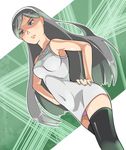  black_hair black_legwear black_thighhighs blue_eyes breasts dress female hairband hands_on_hips kumashiro_maya long_hair minidress navel occult_academy panties seikimatsu_occult_gakuin short_dress solo suikasan thighhighs underwear upskirt white_dress zettai_ryouiki 