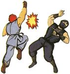  80s capcom claw claws dragon_punch geki hit hits karate lowres ninja official_art oldschool ryu ryuu_(street_fighter) shoryuken shouryuuken street_fighter street_fighter_1 uppercut yasuda_akira 