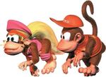  absurdres blonde_hair bottomless diddy_kong dixie_kong hat highres 