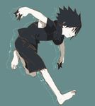  artist_request black_hair full_body lowres male_focus naruto partially_colored simple_background solo uchiha_sasuke 