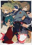  4boys blond blonde_hair blue_hair curly_hair dark_skin dylan_keith fideo_aldena gloves goggles inazuma_eleven inazuma_eleven_(series) male male_focus mark_kluger mark_kruger multiple_boys rococo_urupa short_hair uniform 