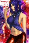  artist_request bangs bare_shoulders belly_button blue_hair blue_shirt breasts female jewelry konan labret_piercing large_breasts looking_at_viewer nail_polish naruto naruto_shippuden naruto_shippuuden navel nipple_slip pants piercing piercings ring shirt short_hair shoulders side_boob sideboob sleeveless sleeveless_shirt solo tattoo tattoos tight_pants zipper 