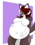  abdominal_bulge absurd_res anthro belly big_belly big_breasts big_butt breasts butt canid canine canis duo female female_pred hi_res larger_pred male male/female male_prey mammal moltai oral_vore stuffing vore wide_hips wolf 