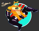 abs absurd_res anthro bear biceps blue_eyes bodypaint bulge clothing ear_piercing ear_ring face_paint five_nights_at_freddy&#039;s five_nights_at_freddy&#039;s:_security_breach freddy_(fnaf) glamrock_freddy_(fnaf) gloves handwear hat headgear headwear hi_res latex latex_armwear latex_clothing latex_gloves latex_legwear latex_stockings male mammal muscular muscular_anthro muscular_male nipples pecs piercing ring_piercing scottgames shirio solo underwear 