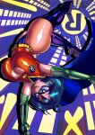 1girl acrobatics boots breasts cape cleavage dc_comics endlessfin genderswap genderswap_(mtf) gloves highres leotard mask open_mouth robin_(dc) smile superhero teen_titans thick_thighs thigh_boots thighs tight wide_hips 