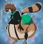  absurd_res anthro asian_clothing belly belly_hump big_belly canid canine clothing digestion_noises east_asian_clothing fatal_vore female glorsh hi_res hyper hyper_belly japanese_clothing mammal monarchyvore motion_lines raccoon_dog slush_(sound_effect) solo tanuki torn_clothing vore yuuki_(monarchyvore) 