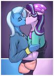  2017 anthro anthrofied beanie blue_body blue_hair close-up clothed clothing colored_sketch digital_media_(artwork) duo equestria_girls equid equine eyes_closed female female/female french_kissing friendship_is_magic hair hasbro hat headgear headwear horn kiss_on_lips kissing mammal multicolored_hair my_little_pony pink_body purple_hair sketch starlight_glimmer_(mlp) tongue tongue_out tongue_play topwear trixie_(mlp) two_tone_hair unicorn unicorn_horn wwredgrave 