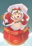  2022 absurd_res anthro canid canine canis christmas christmas_clothing christmas_headwear clothing domestic_dog eyes_closed hat headgear headwear hi_res holidays kemono lifewonders live-a-hero male mammal mokdai oneko_takasuke overweight overweight_male santa_claus santa_hat solo video_games 