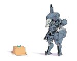  box cardboard_box green_ribbon highres mecha metal_gear_(robot) metal_gear_(series) metal_gear_sahelanthropus metal_gear_solid_v:_the_phantom_pain nijisanji nijisanji_en no_humans pomu_rainpuff ribbon robot science_fiction shadow simple_background standing virtual_youtuber voldox white_background 