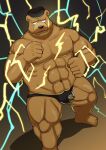  2022 anthro barazoku bear black_nose brown_body bulge clothing hat headgear headwear hi_res humanoid_hands kemono kick_(artist) magic male mammal muscular muscular_male solo underwear 