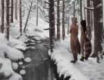  creek day detailed_background difetra domestic_ferret female forest male mammal mustelid musteline nude outside plant procyonid raccoon snow tree true_musteline weasel 