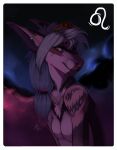  anthro breasts bust_portrait canid chest_tuft closed_smile cosmic_background ear_piercing ear_ring ears_back featureless_breasts female fur glistening glistening_eyes grey_hair hair hi_res leo_(symbol) long_hair mammal mouth_closed narrowed_eyes nebula nude piercing pivoted_ears portrait ring_piercing riorix signature slight_smile solo space space_background star tan_body tan_eyes tan_fur three-quarter_view tuft 