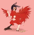  4_toes anisodactyl avian beak bird bird_feet black_hair blush bra bra_on_floor breasts chocobo claws clothing feathered_wings feathers feet female feral final_fantasy hair hi_res highlights_(coloring) hoofin-it human human_to_feral mammal mid_transformation nipples nude open_beak open_mouth red_body red_feathers solo species_transformation square_enix story story_in_description tail_feathers toes transformation underwear wings 