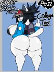  anthro big_breasts big_butt breasts butt canid canine female gesture hi_res huge_butt jyto looking_at_viewer looking_back looking_back_at_viewer mammal middle_finger solo temmie_(deltarune) thick_thighs 