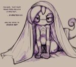  2022 angry anthro bedding blanket drizzile ellipsis english_text female generation_8_pokemon goob_(scruffythedeer) grey_background half-closed_eyes hi_res humor long_tail looking_at_viewer narrowed_eyes nintendo open_mouth pokemon pokemon_(species) question_mark scruffythedeer simple_background solo text video_games 