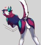  &lt;3 anthro anus backsack balls butt genitals hi_res jarlium male nude presenting presenting_anus presenting_hindquarters raised_tail sergal shaded simple_background solo 