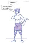  &copy; 2015 anthro boxers_(clothing) boxers_only clothing digital_media_(artwork) english_text hair hand_on_hip hi_res male mammal mustelid otter prosthetic prosthetic_leg prosthetic_limb satsumalord simple_background sketch solo speech_bubble symbol text underwear white_background william_(satsumalord) 