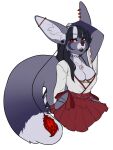  2022 alpha_channel anthro bottomwear breasts canid canine clothed clothing digital_media_(artwork) ear_piercing ear_ring eyebrows eyelashes facial_piercing female fennec fox hi_res kittydee mammal nose_piercing nose_ring piercing red_eyes ring_piercing simple_background skirt transparent_background 