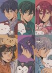  6+boys bachira_meguru bangs black_hair blue_eyes blue_lock character_hair_ornament chigiri_hyoma cinnamoroll closed_mouth commentary_request green_eyes green_hair grey_eyes grey_hair hair_between_eyes hair_ornament hello_kitty hello_kitty_(character) highres isagi_yoichi itoshiki_rin korean_commentary kuromi long_hair looking_at_viewer male_focus mikage_reo mmmiaa multicolored_hair multiple_boys my_melody nagi_seishirou on_head one_eye_closed onegai_my_melody orange_eyes orange_hair pochacco pompompurin portrait purple_eyes purple_hair red_eyes red_hair sanrio short_hair smile tongue tongue_out twitter_username two-tone_hair 