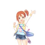  bag brown_eyes looking_ahead looking_at_viewer medium_hair misogi_(princess_connect!) misogi_(real)_(princess_connect!) official_art open_mouth orange_hair princess_connect! tachi-e transparent_background waving 