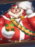  2022 anthro bear christmas christmas_clothing christmas_headwear clothing gift hat headgear headwear hi_res highforce059 holidays kemono kimun_kamui_(tas) lifewonders male mammal obese obese_male overweight overweight_male santa_claus santa_hat snow snowing solo tokyo_afterschool_summoners 