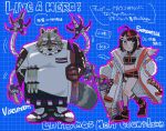  2022 anthro biped clothed clothing duo eyewear glasses human japanese_text kemono lifewonders live-a-hero male mammal overweight overweight_male procyonid raccoon text viscunam waadaa_hmlh 