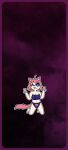  absurd_res animal_humanoid anthro blep blue_clothing blue_eyes breasts bump_attack cat_humanoid clothing domestic_cat double_v_sign felid felid_humanoid feline feline_humanoid felis female gesture hair hi_res humanoid looking_at_viewer mammal mammal_humanoid navel one_eye_closed pink_clothing pink_hair pink_tail solo tan_body tan_skin tongue tongue_out topwear underwear v_sign wallpaper 