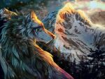  2022 ambiguous_gender canid canine canis day detailed_background digital_media_(artwork) eyebrows eyelashes feral hi_res mammal mountain outside sky solo tattoo wolf wolfroad 