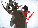  2022 candy candy_cane candy_cane_in_mouth canid canine chest_tuft christmas dessert digital_drawing_(artwork) digital_media_(artwork) english_text food fox fur gesture grey_body grey_fur hi_res holidays looking_at_viewer mammal red_fox silver_fox sketch snow text tuft watermark waving waving_at_viewer 