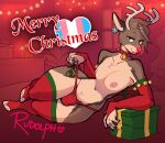  anthro bell big_butt breasts bulge butt capreoline cervine christmas christmas_clothing christmas_decorations christmas_present clothed clothing deer female gynomorph holidays intersex jewelry lgbt_pride looking_at_viewer mammal mistletoe plant pride_colors reindeer remanedur rudolph_the_red-nosed_reindeer solo stretched_clothing text thick_thighs topless topless_female trans_(lore) trans_woman_(lore) transgender_pride_colors wide_hips 