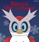  ambiguous_gender avian beak bird blue_eyes christmas creepy digital_media_(artwork) english_text feral hi_res holidays iron_bundle looking_at_viewer machine merry_christmas moonabloom nintendo pokemon pokemon_(species) red_body robot simple_background snowflake solo text unsettling video_games white_body 